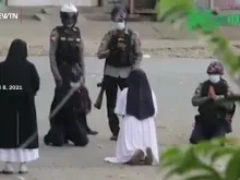 Sr. Ann Rose Nu Tawng begs police not to shoot protesters during Myanmar unrest.